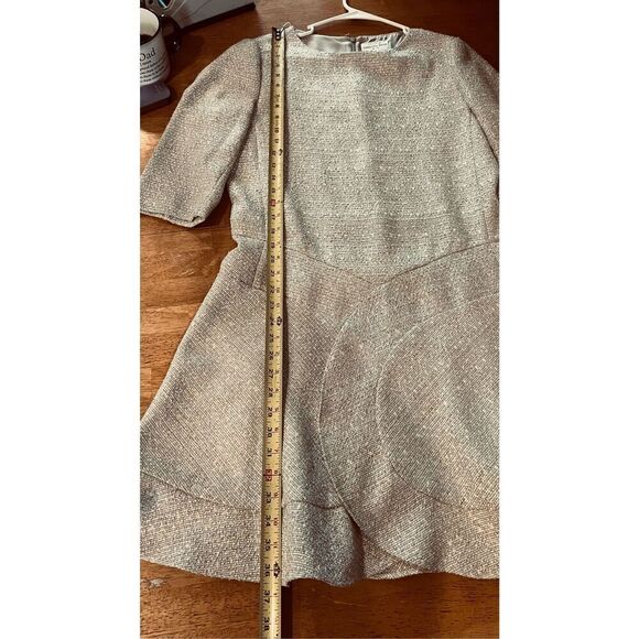 Charlotte Brody Jacquard Tweed Drop Waist Tan Dress SZ 12 - Picture 5 of 10